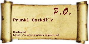 Prunkl Oszkár névjegykártya
